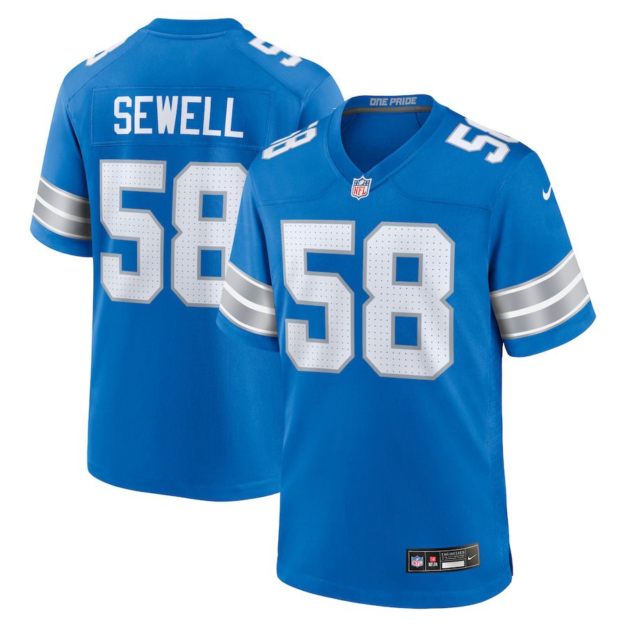 Men Detroit Lions 58 Penei Sewell Nike Blue Game NFL Jersey